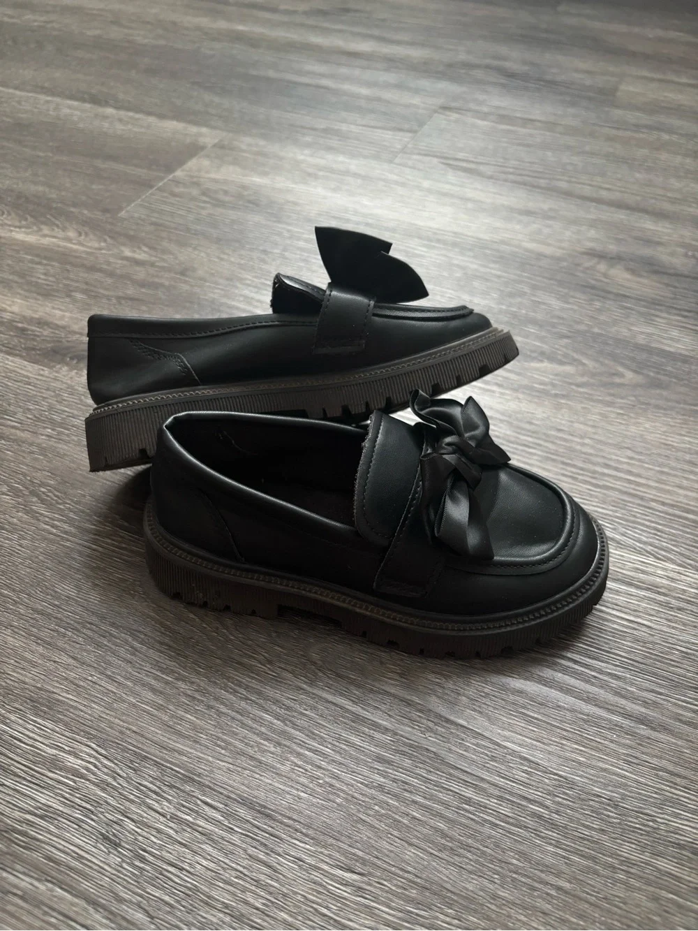 Girls' Black Bow Loafers - Dress Shoes